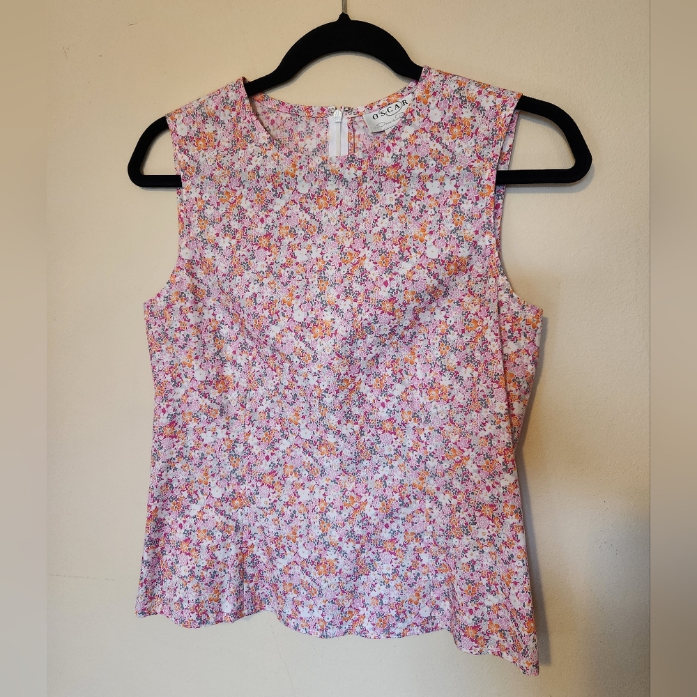Oscar by Oscar de la Renta Pink and Orange Floral Sleeveless Camisole